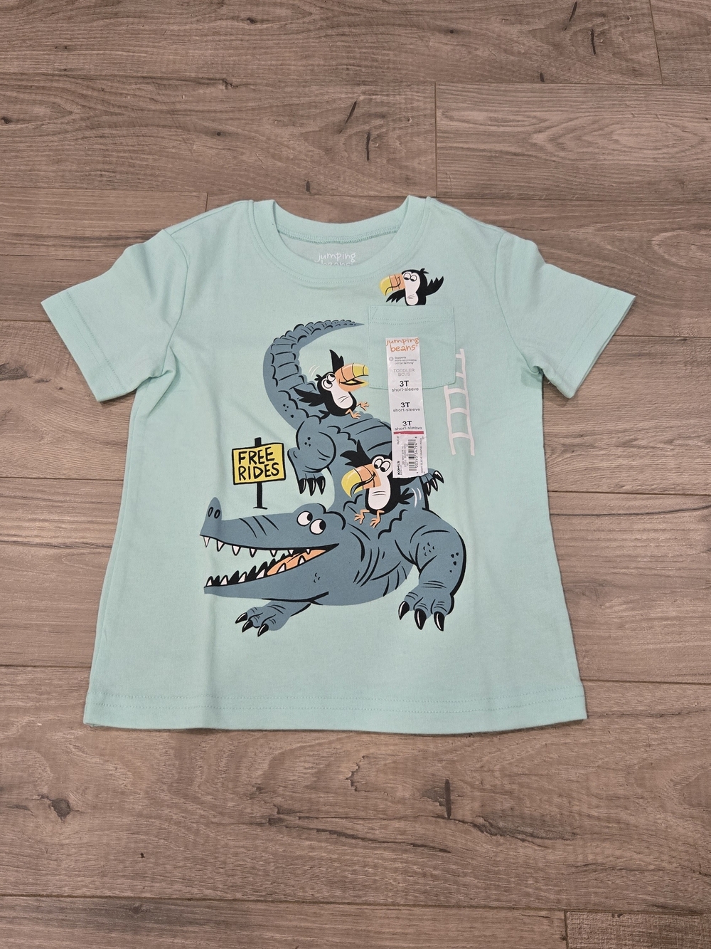NWT Jumping Beans Toddler Boy Alligator Graphic Pocket Tee - Size 3T